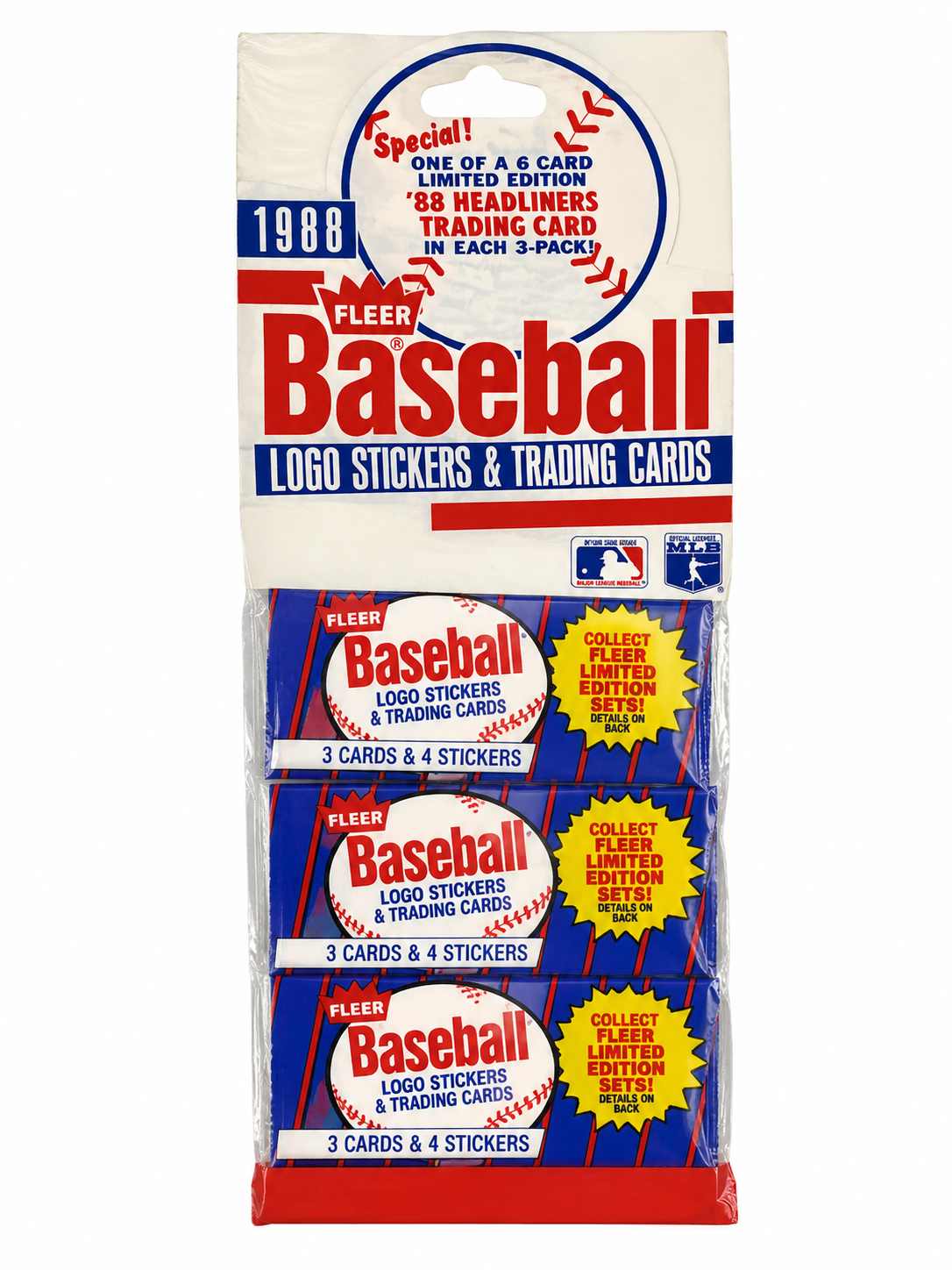 1988 FLEER Baseball Logo Sticker & Trading Cards-Pack