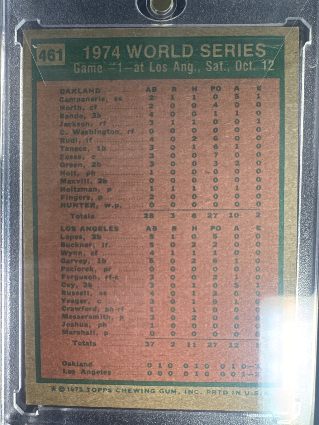 1974 World Series Game 1